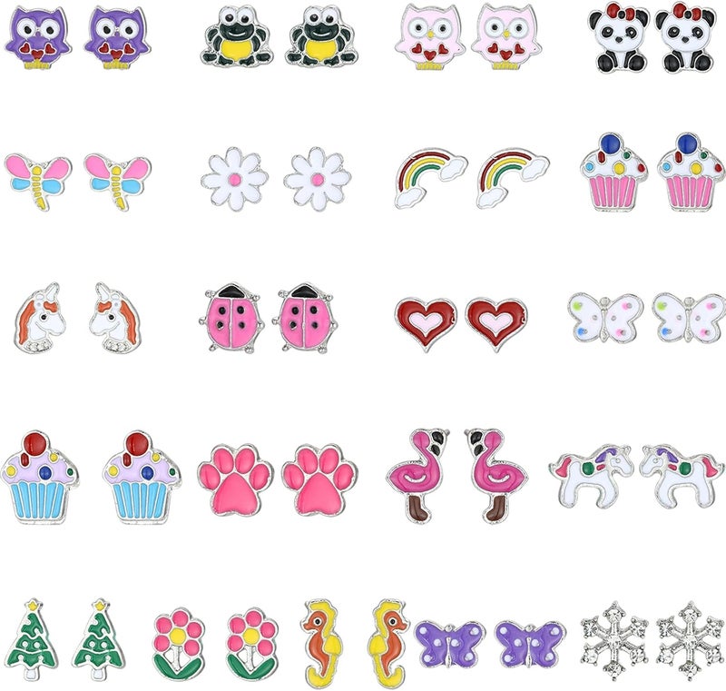 AOROCO Store 20 Pairs Hypoallergenic Stud Earrings Set for Girls Jewelry Gifts for Girls Kids Women - Image 1